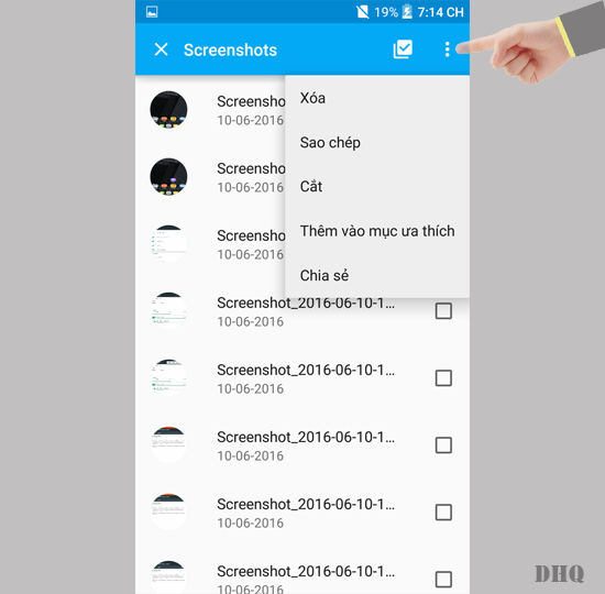 Chọn tác vụ sao chép, cắt